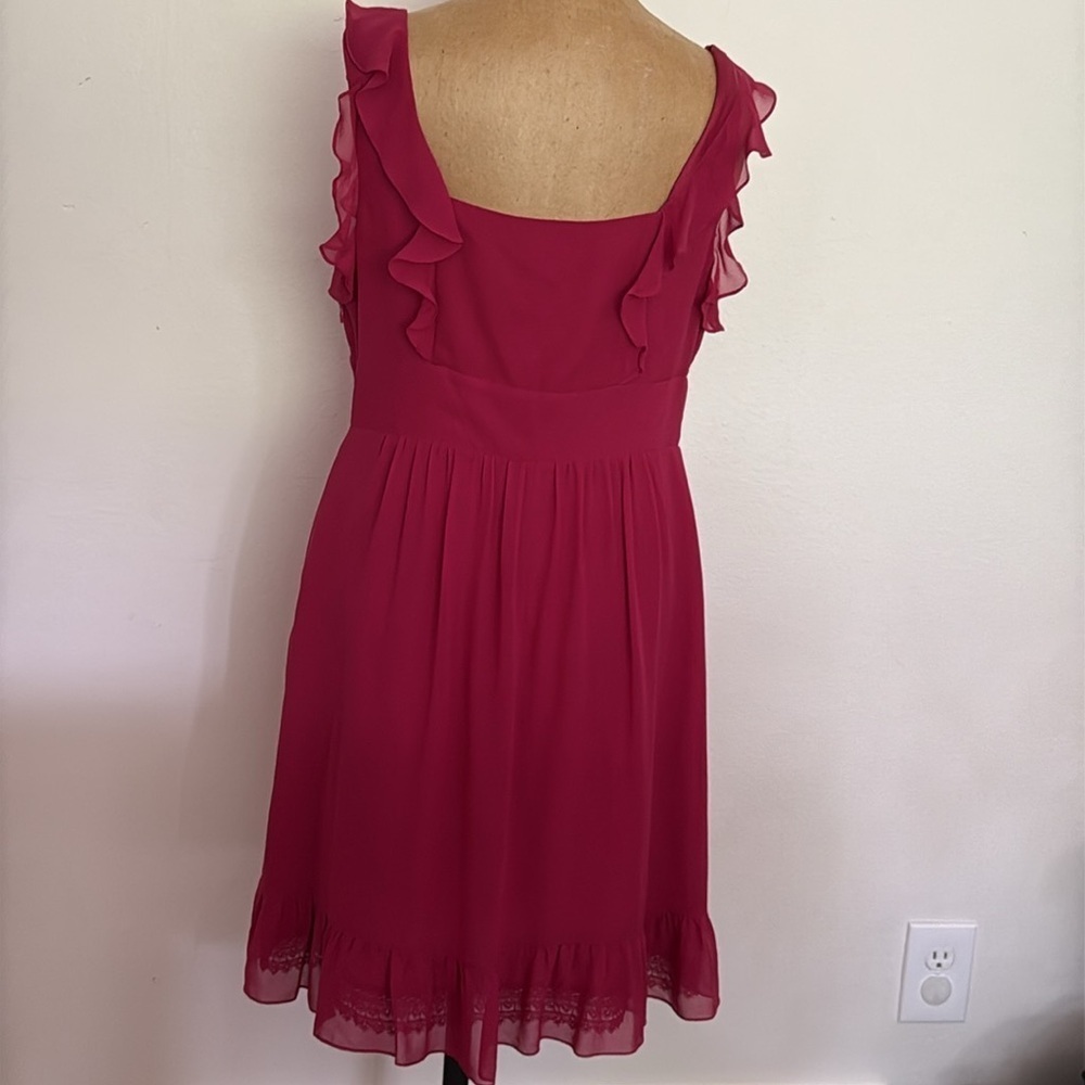 Moulinette Soeurs sz 8‎ Fuchsia silk Ruffle Midi Dress lined great condition - Picture 7 of 12
